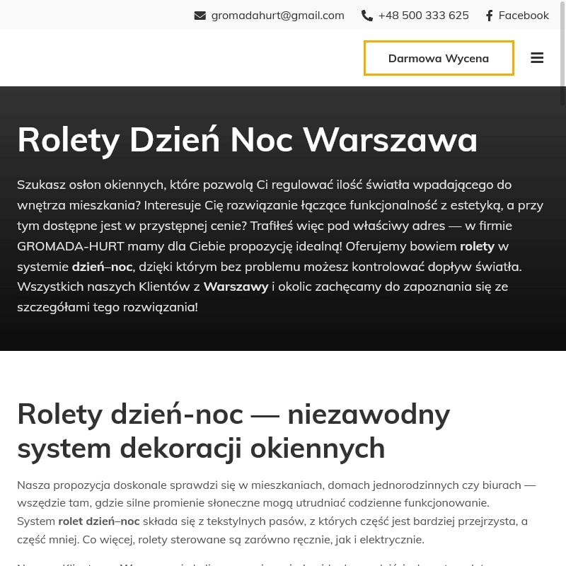 Rolety dzień noc Warszawa